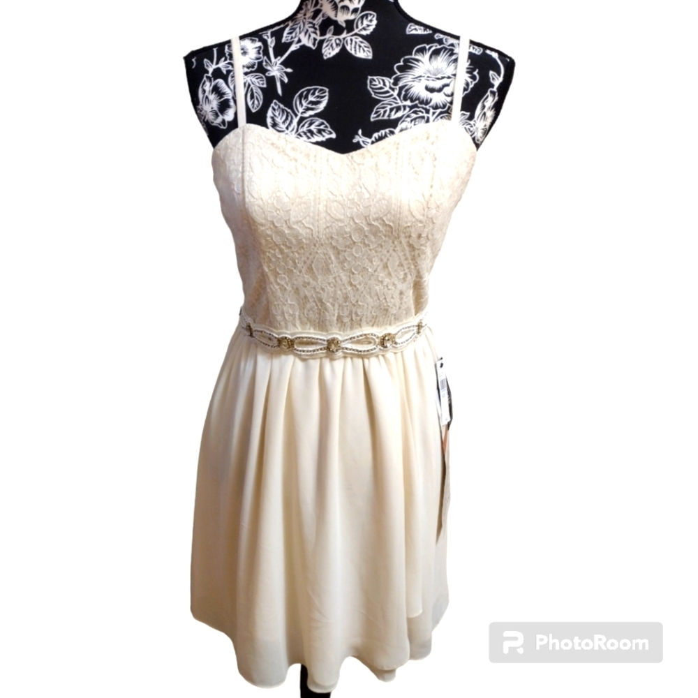 A. Byer Spaghetti Strap Cream Color Dress